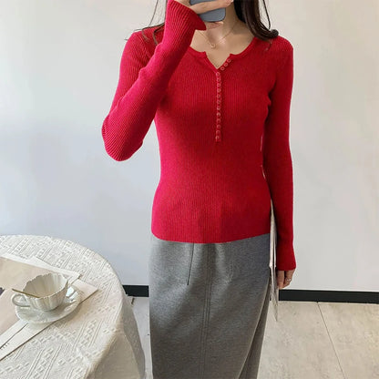 2026 frühling Herbst Grundlegende Pullover Gestrickte Frauen Pullover Taste Oansatz Pullover Weibliche Pullover Schlank Solide Bold Streifen Tops