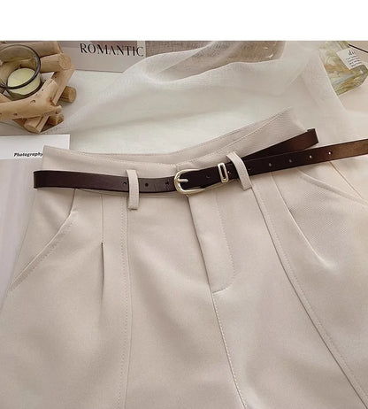 Casual Women A-Line Shorts Fashion Office Lady Commute Vintage Solid High Waist Short Pants Casual Streetwear Summer Trousers.