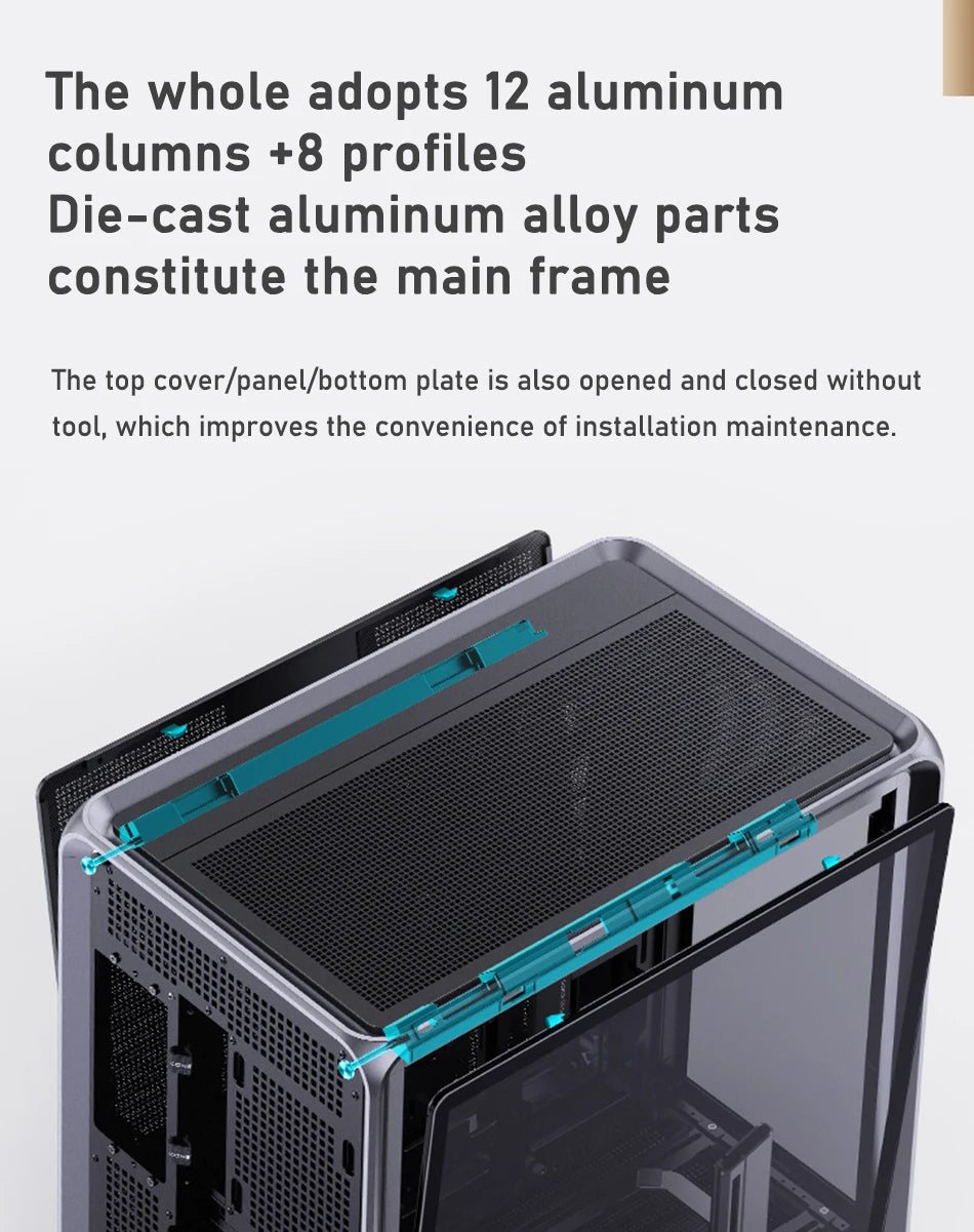 JONSBO BO400 ATX Desktop Case Aluminum Side View Sea View Room Chassis Supports 360 Water-cooled 10 Fan Positions.