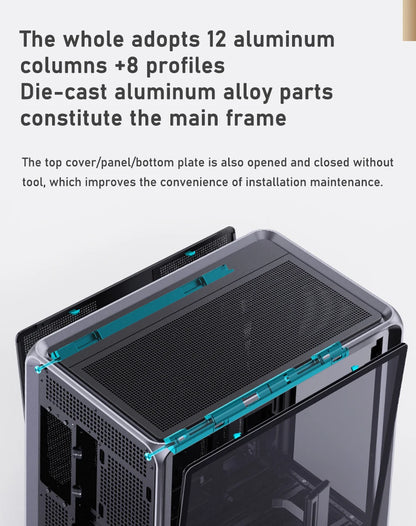 JONSBO BO400 ATX Desktop Case Aluminum Side View Sea View Room Chassis Supports 360 Water-cooled 10 Fan Positions.