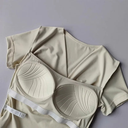 Sexy sports  Yoga Shirt Women Sports Bra Quick Dry Training Pilates Cover Up yoga shirts built in cup gym shirt  sports crop top.