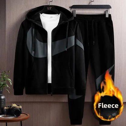Autumn Winter Loose Hooded Long Sleeve Zipper Jacket Pants Trendy Set Men's Clothing New Hot Sale Of The Season Style Casual Out.