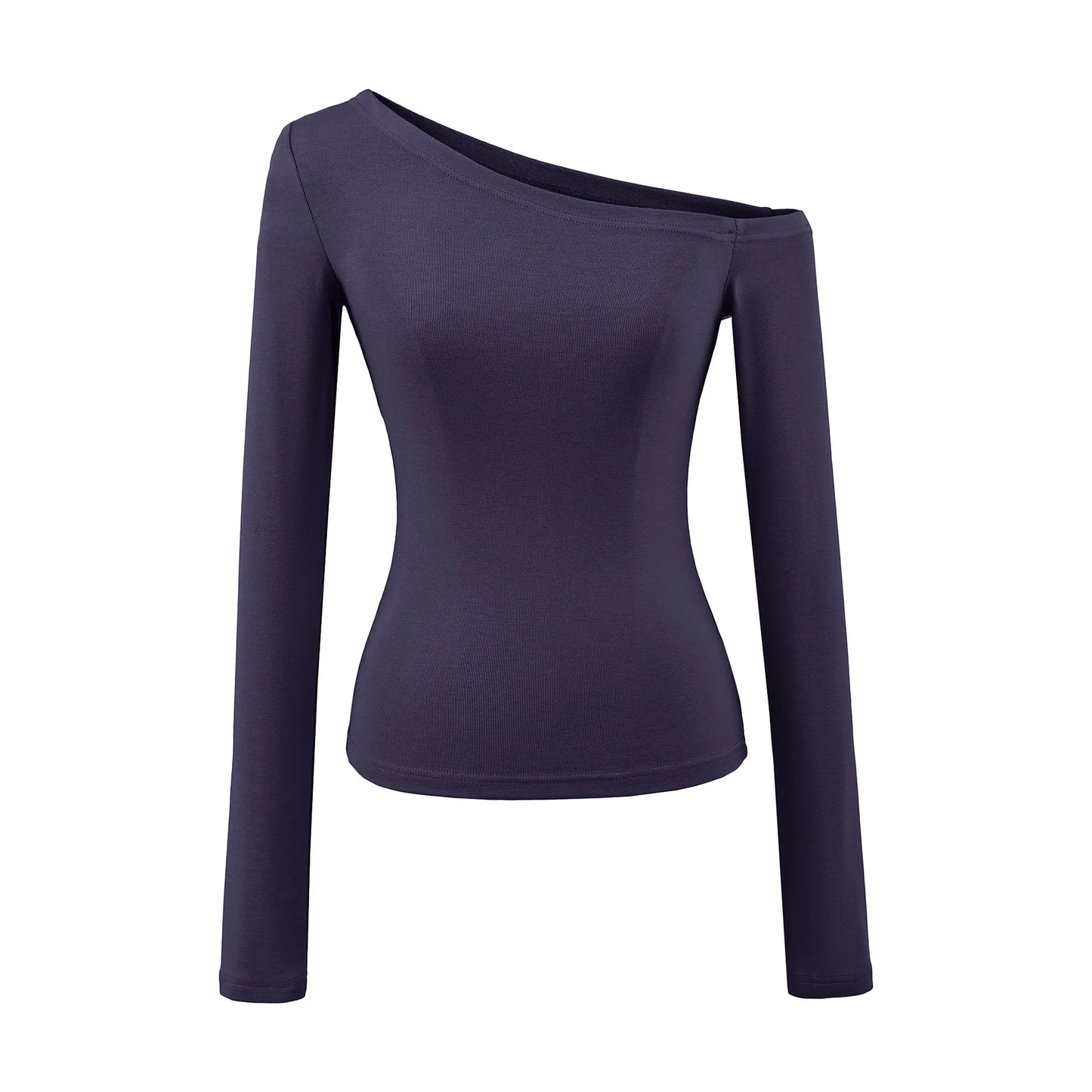 Women One Shoulder Long Sleeve Top Tee Tshirt.