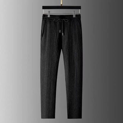 Summer Lightweight Pleated Cotton Casual Sports Set Men's Thin Comfortable Breathable Fashionable Collar Short Sleeve Two-Piece.