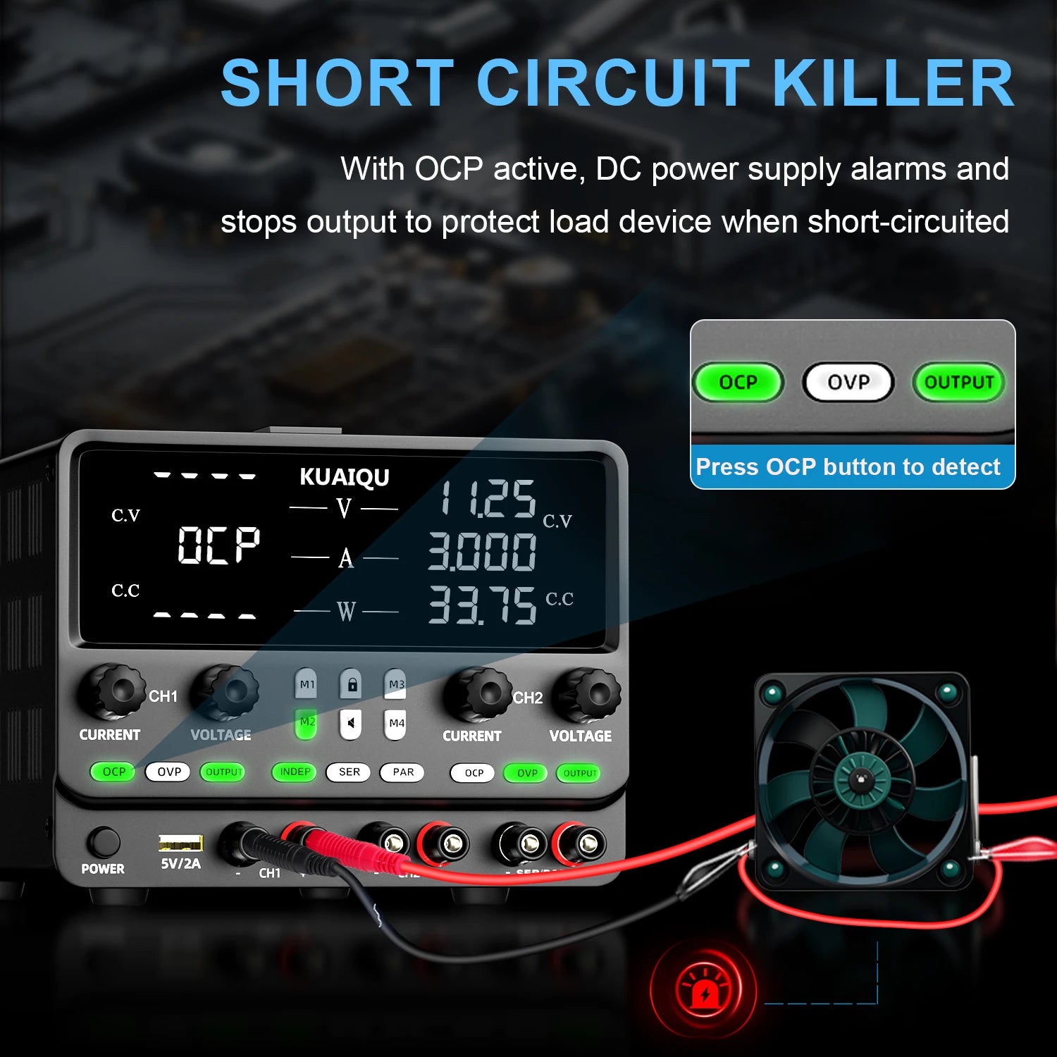 KUAIQU Newest 30V10A Dual Channel Bench Power Supply 3-Way Series-Parallel Output Overvoltage Overcurrent Protection Laboratory.