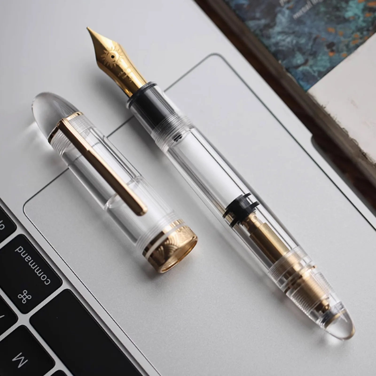 MAJOHN Nr. 8 40-Feder-Acryl-Füllfederhalter P140, groß, transparent, für Erwachsene, Studenten, Farbtinte, großes Fassungsvermögen, Stift zum Schreiben von Schreibwaren.