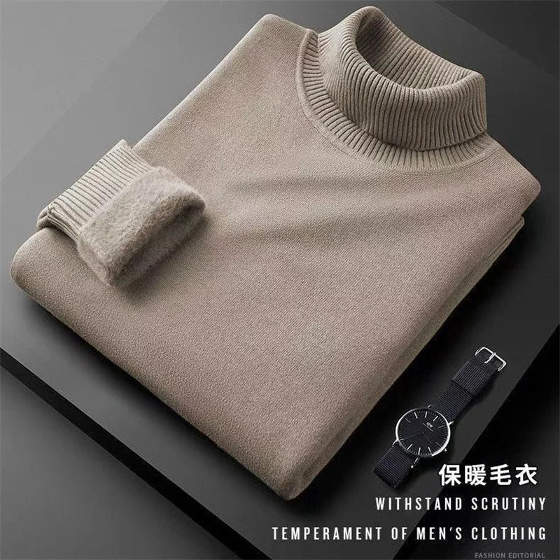 Turtleneck sweater men plus cashmere warm autumn and winter with boys men's black winter sweater base.