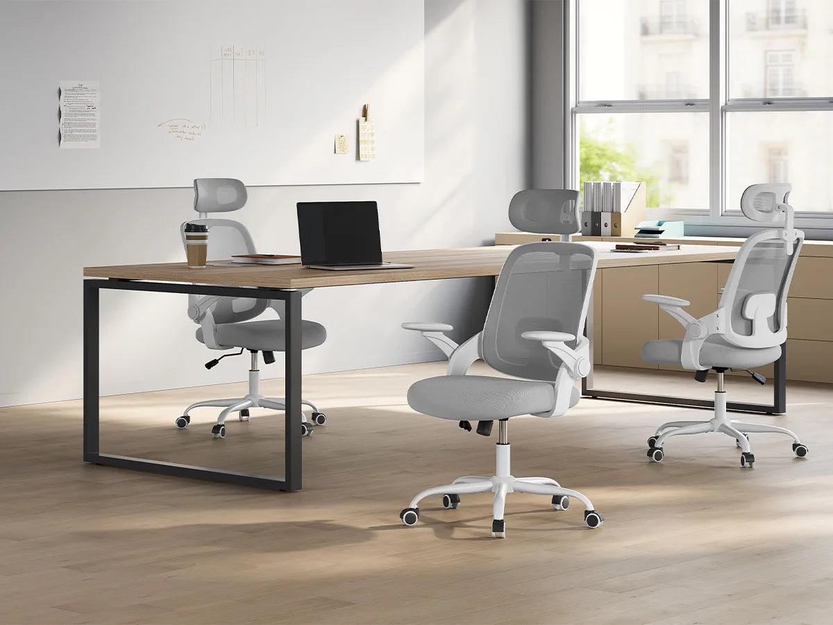 WOLTU Ergonomischer Netz-Bürostuhl, anhebbarer Gaming-Stuhl mit Kopfstütze, verstellbare Lordosenstütze, drehbarer Computerstuhl mit hoher Rückenlehne