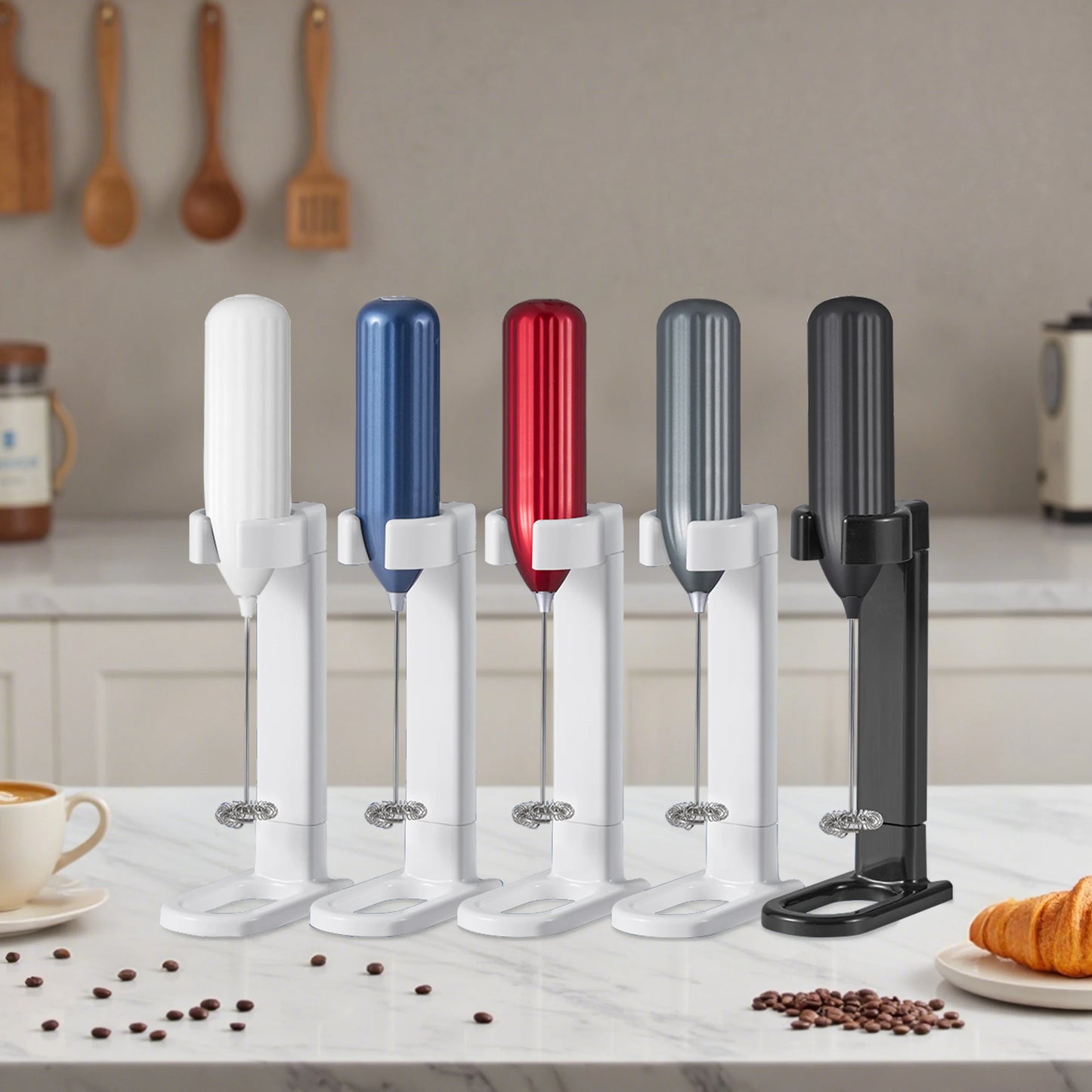 Household Kitchen Portable Mini Handheld SUS304 Mixing Head Electric Food Blender Drink Mixer Coffee Milk Frother With Stand.