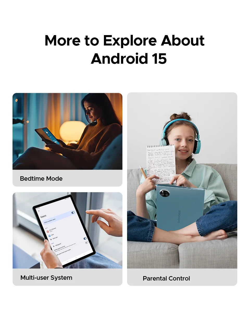 Doogee Tab A9 Pro+ Tablet Pc 11-Inch Android 15 30Gb Ram(6+24) 128Gb Rom 8580Mah Battery Widevine L1 Support Tablet Dual Speakers