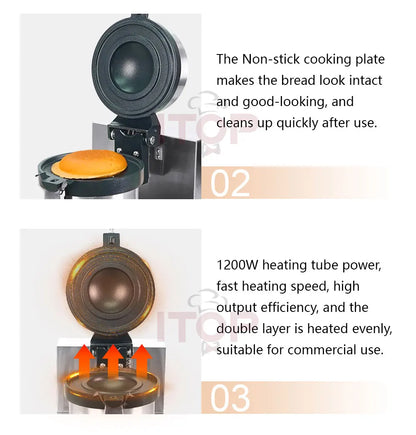 ITOP Gelato Panini Press Machine Commercial Ice Cream Waffle Maker Krapfen Bread Hamburger Filling Machine 10cm 1200W 110V 220V.