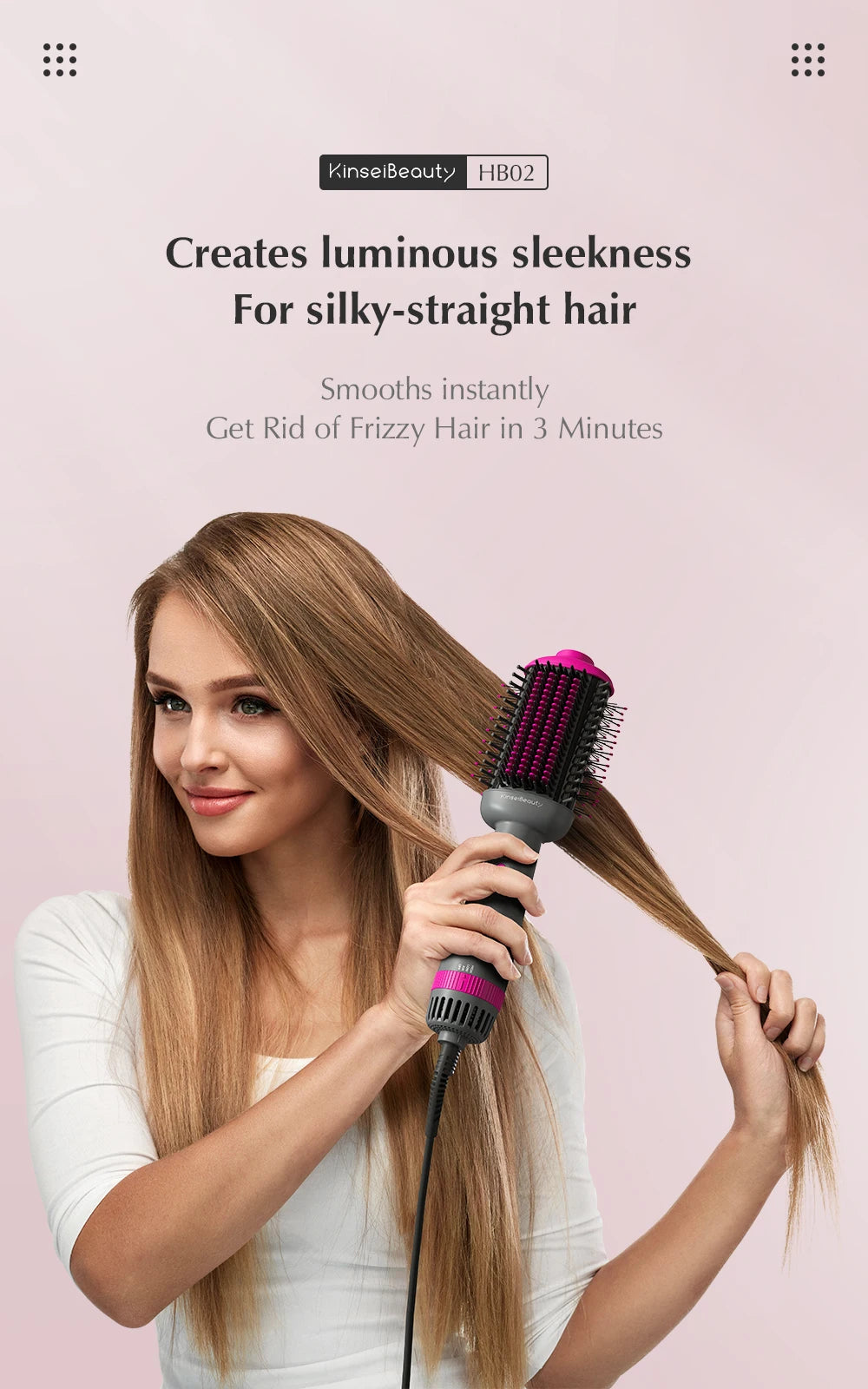 Kinseibeauty  Hair dryer Functional 5 In 1 professional hot air comb straight hair curling equipment salon.