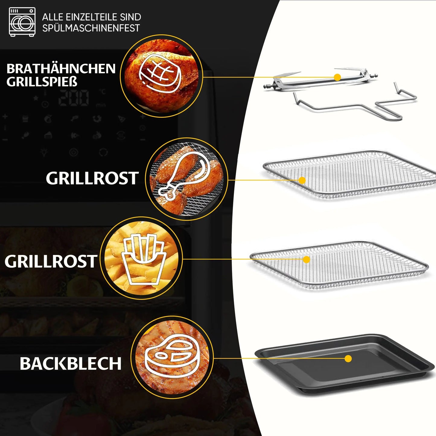 12L Air Fryer Mini Oven,Multi Function Smart machine Air fryers with Glass Viewing Window,Oilless Cooker with LED Touch Control.