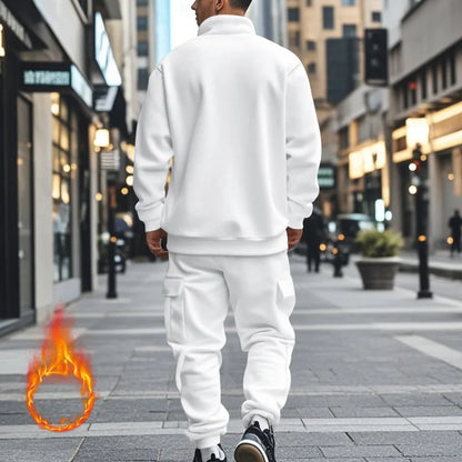 2024 Herbst und Winter Herren-Sporthosen-Set aus lässigem Samt mit warmem Reißverschluss.