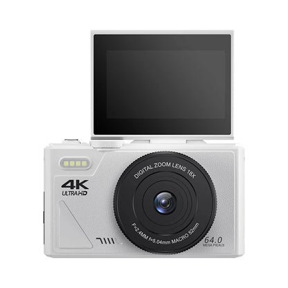 64MP digital camera 3.0 "touch screen 18 zoom WiFi for beginners kids travel vlogging 64GB White.