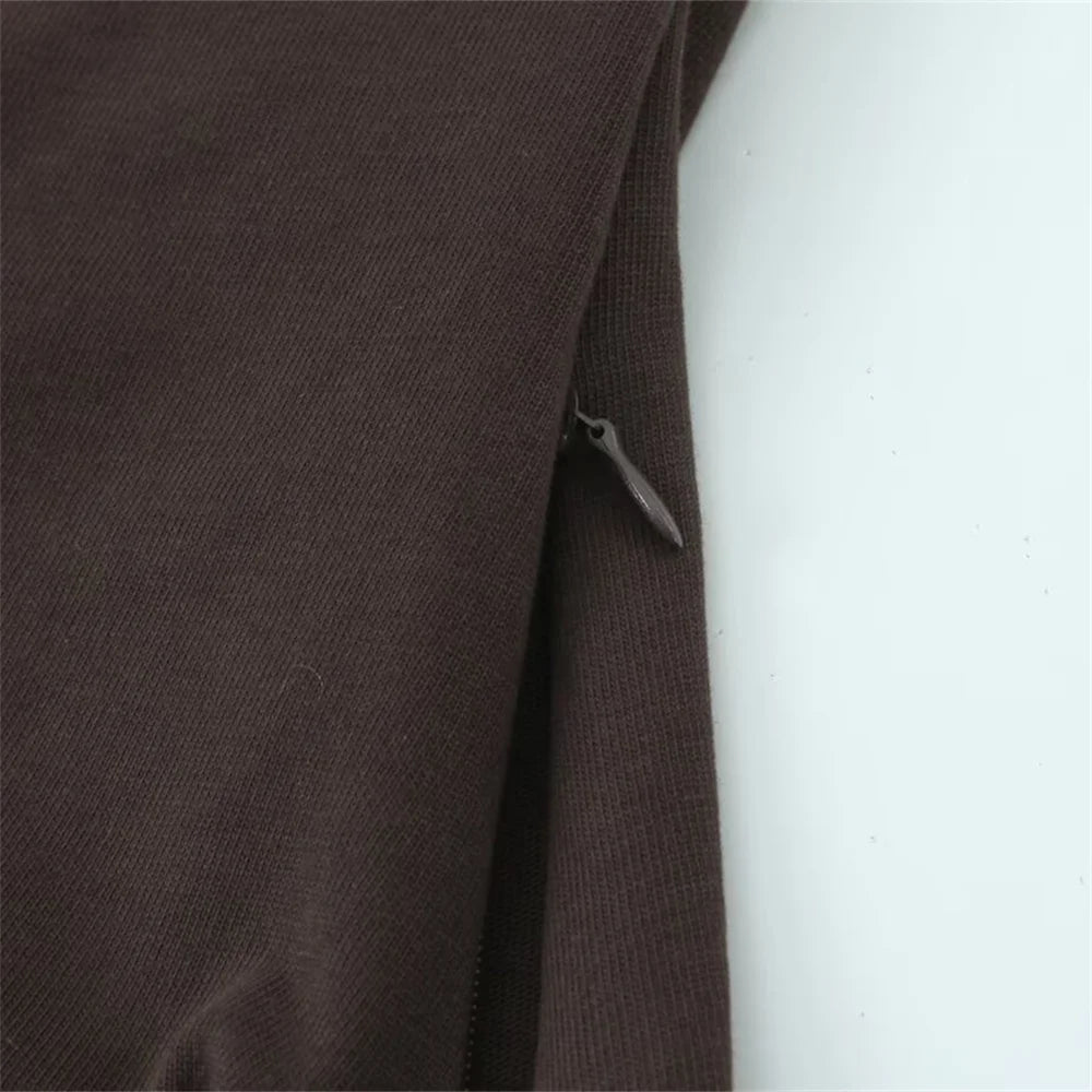 Women's Tri Color Side Folded Decorative T-shirt Round Neck Long Sleeve Spring/Summer New Casual Women's Clothing.