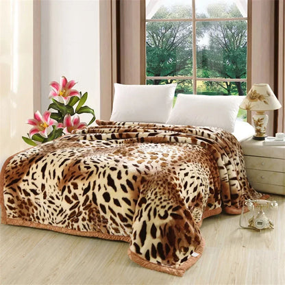 Double Layer Raschel Blankets Soft Warm Faux Fur Mink Throw Thicken Fluffy Microfiber Plush Weighted Blankets For Beds.