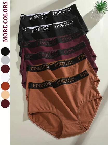 Finetoo 6Pcs/Set Women's Seamless Cotton Briefs Women Plus SizePanties Breathable Underwear Female Low Waist Soft Lingerie S-XXL.