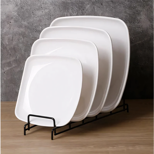Melamine White Dinner Plate Fast Food Square Dishes School Rice Meal Serving Trays Cheap Hotel Table Decoration and Accessories.