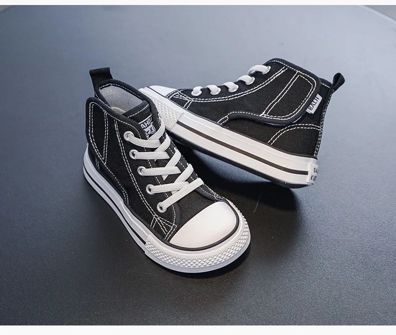 Spring and Autumn New Children's Canvas Shoes Boys High-Top White Shoes Girls Casual Shoes Parent-Child Shoes Board Shoes.