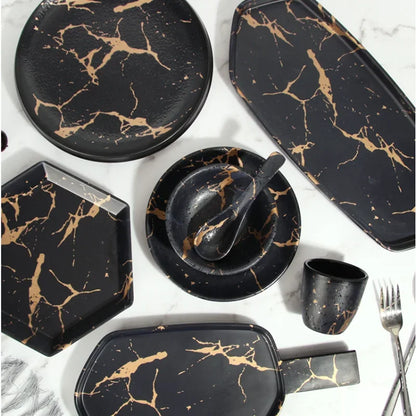 Marble Texture Imitation Melamine Plate BBQ Tableware Cake Fruits plates Snack Tray Outdoor Party Dishes Steak.