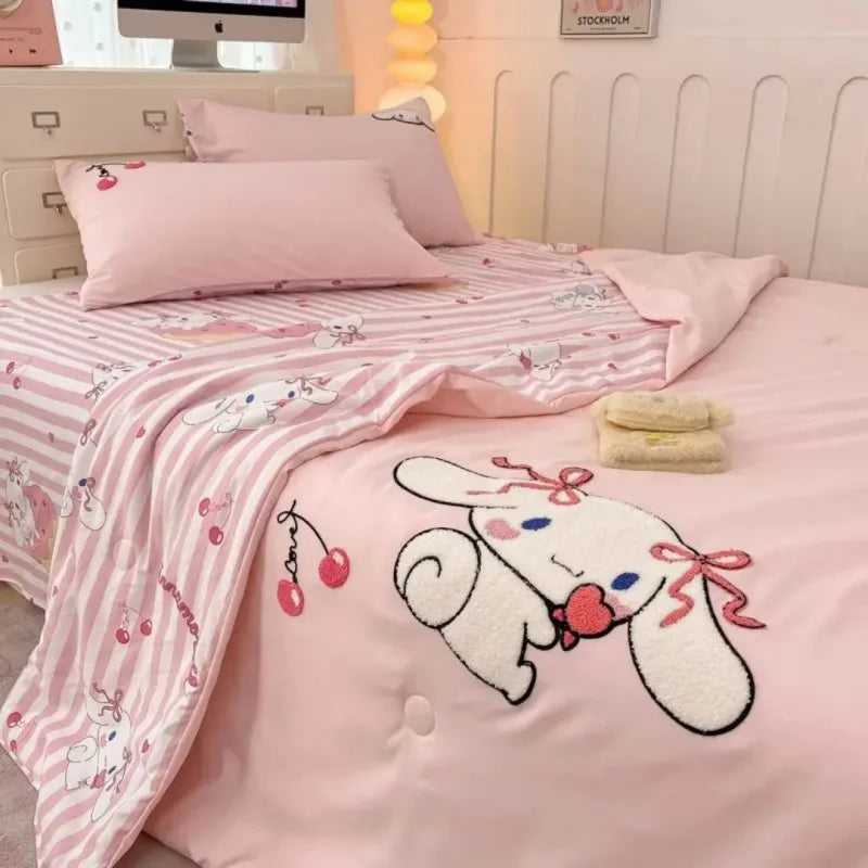 New Kawaii Hello Kitty Sanrio AnimeKuromi Winter Thickened Single both bed Plush Soft Quilt Cute Cartoon Cinnamoroll Warn.