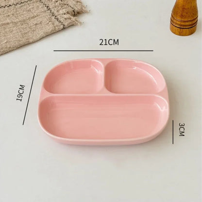 3Grid Plates for Food Dinner Plates Dinnerware Dining Compartment Plate Serving Dishes Salad Kitchen Eco-friendly Tableware.