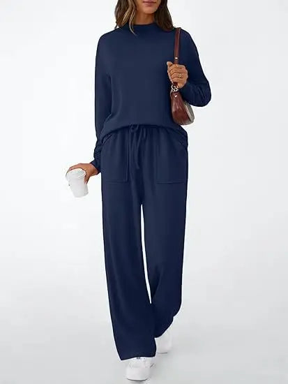 Autumn Winter Sweatshirt 2 Piece Set Women 2025 Casual Sport Long Sleeve Loose Tops And Wide Leg Pants Sets Suits Outfit.