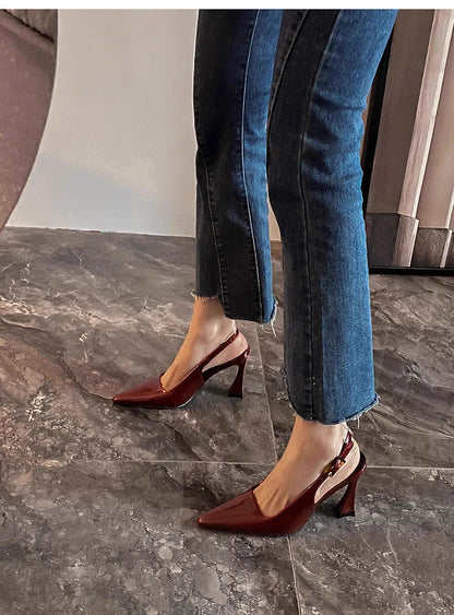 Luxury Designer Summer Women Sandals Fashion Pointed Toe Singbacks Shoes Ladies Elegant High Heel Stripper Sandalias.