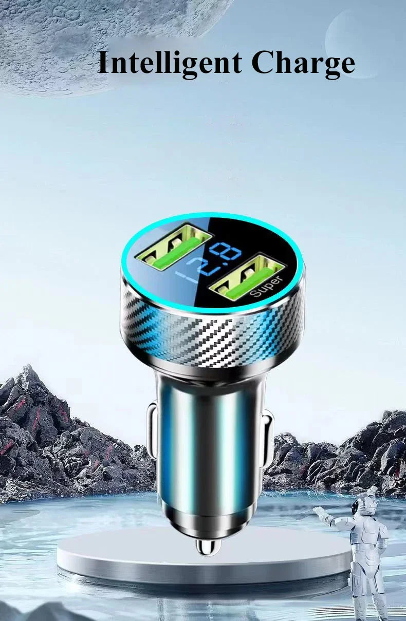 2 in 1 USB Car Charger Adapter 300W Super Fast Charge with Voltage Monitor for iPhone Samsung iPad Huawei Oneplus OPPO VIVO.