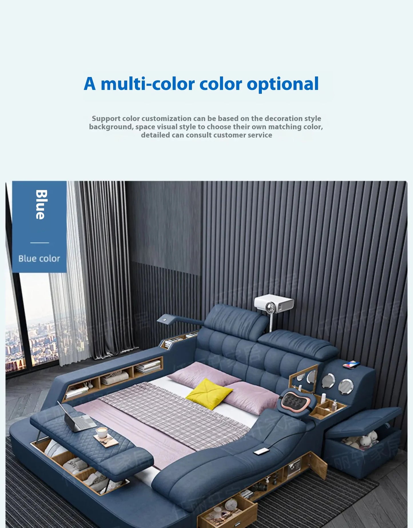 Nordic Smart Modulares Doppelbett Master Storage Luxus Designer Doppelbett Multifunktionale Leder Camas Ehe Möbel