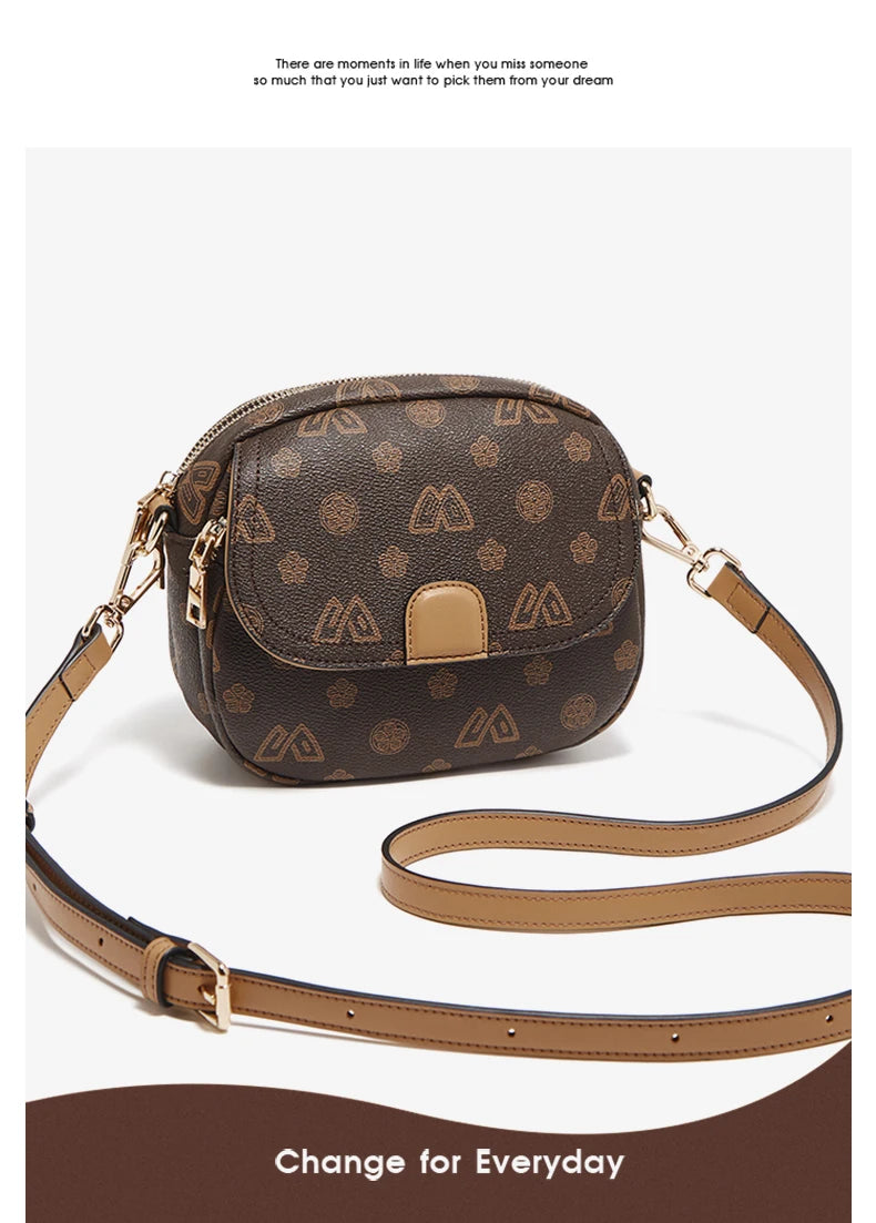 FOXER Women Small Shoulder Bag Fashion Monogram PVC Lady Crossbody Handbag with Adjustable Strap