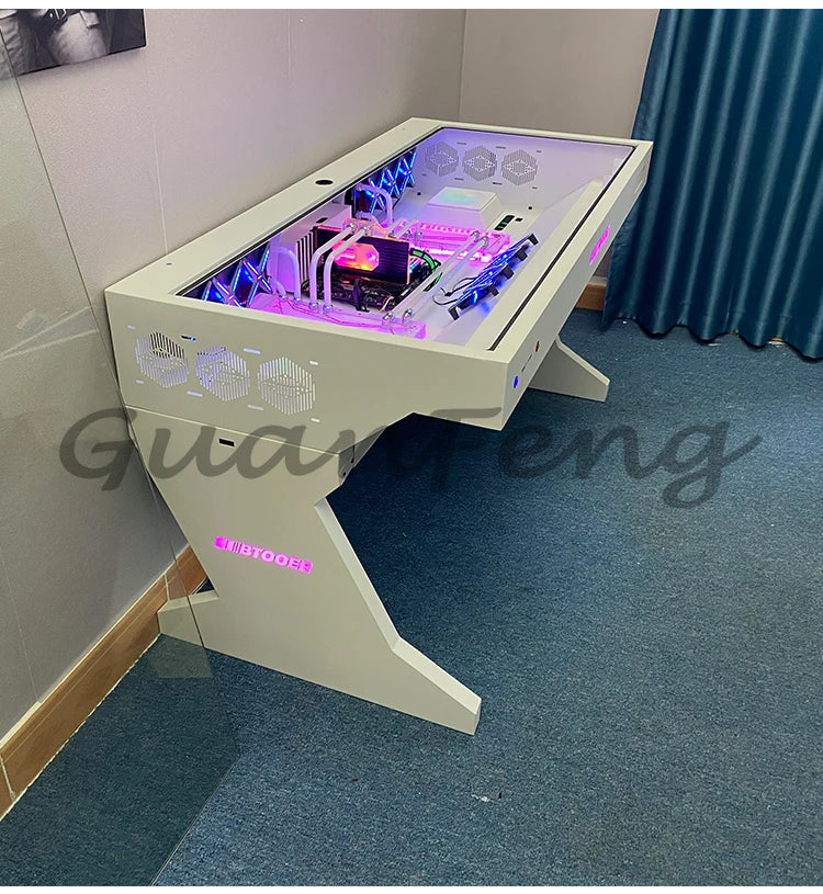 Computergehäuse für große Spieler, All-in-One-Tisch, hochwertiger Desktop, vollständig transparent, großes Gehäuse, cooler wassergekühlter Sci-Fi-Spieltisch