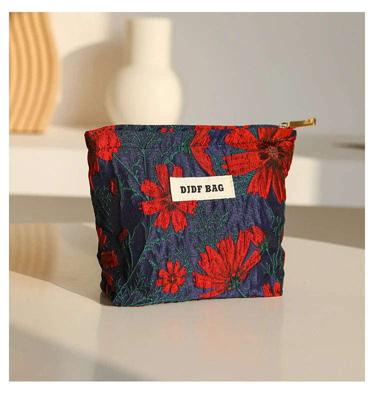 Mini Female Cosmetic Bag Portable Red Soft Small Sanitary Napkin Storage Bag Commuter Coin Key Bag Portable Bank Card Bag