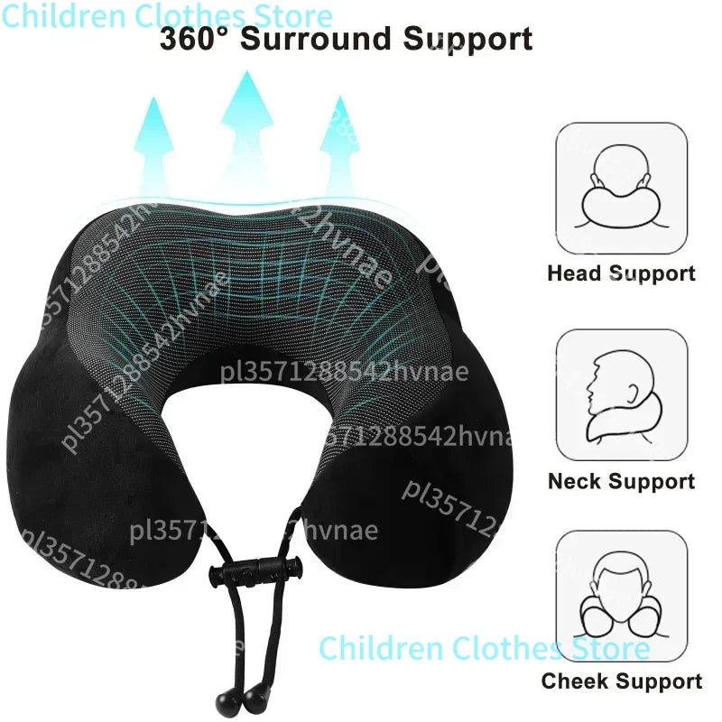 Memory Foam U-shaped Neck Pillow Neck Cushion Soft Neckrest Pad  Portable Travel Pillow Cervical Healthcare Massage Neck Pillow.
