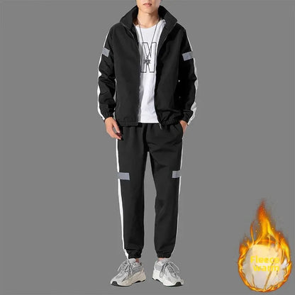Trendy Men's Sportswear Set Casual Open Cardigan Sweatshirt Jacket with Pants Autumn Winter New Style Cross-Border Clothing