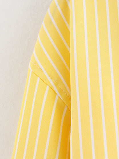 2024 Autumn Women Elegant Stripe Long Sleeves Casual Shirt For Woman Lapel Single-Breasted Loose Slim Blouse Top Streetwear.