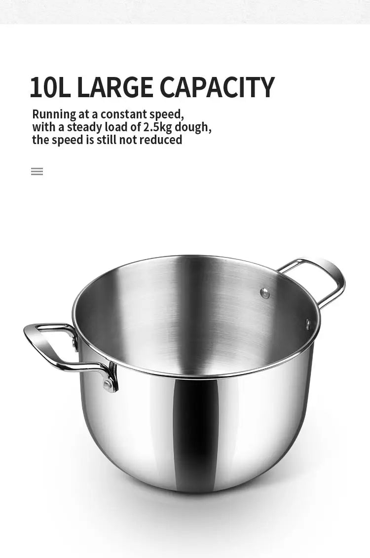 Houselin Stand Mixer, 10L Brush Stainless Steel Bowl, Suitable for Most Home Cooks, Silver Grey.