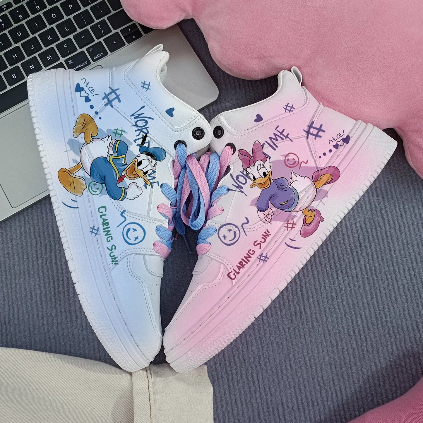 New Disney cartoon girls Daisy Donald Duck princess cute Casual shoes non-slip soft bottom sports shoes for girl gift.