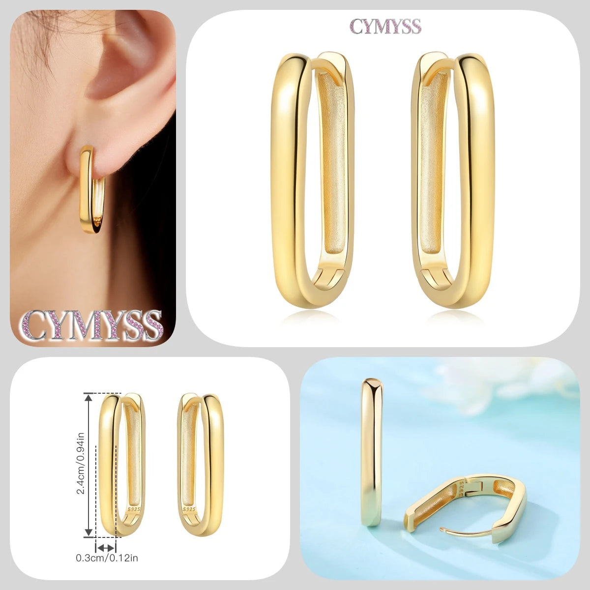 Original 2025 S925 Sterling Silver Zircon 18K Gold Lining Vintage Hoop Earrings for Women Birthday Party Wedding Gift Jewellery.