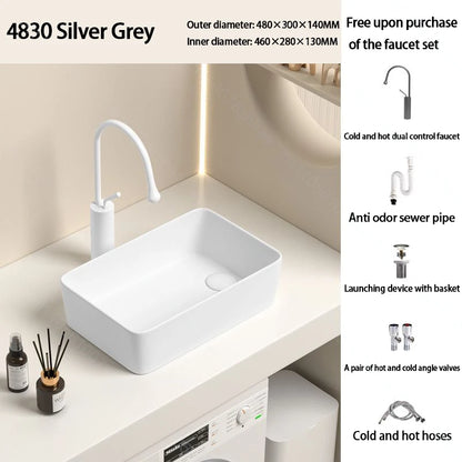 Luxuriöses Keramikgefäßwaschbecken, quadratisches Badezimmerwaschbecken, Arbeitsplatte, Kunstwaschbecken für Waschtischplatte, Keramik-Badezimmerwaschbecken für den Heimgebrauch