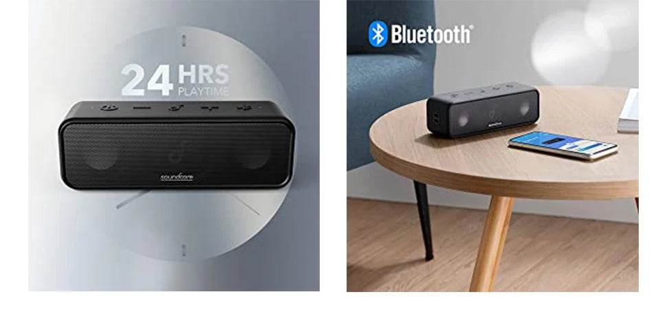 (EU stock) Soundcore 3 from Anker, Bluetooth 5.0 loudspeaker, 24H playing time, IPX7 waterproof, stereo sound with titanium membrane, Bas.