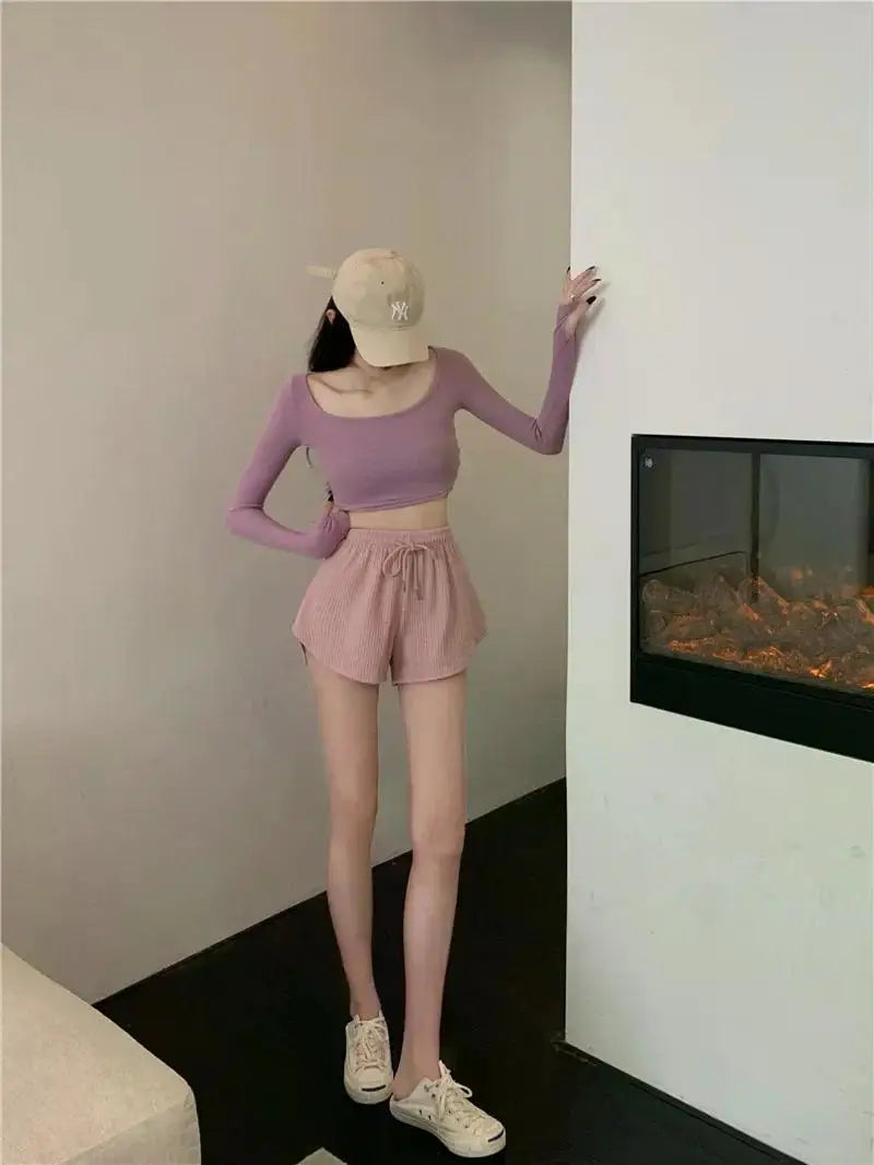 Women Gym Fitness Running Shorts Women's Summer Thin Style Loose Casual Large Size Wide Leg High Waist A-word Sports Hot Pants.