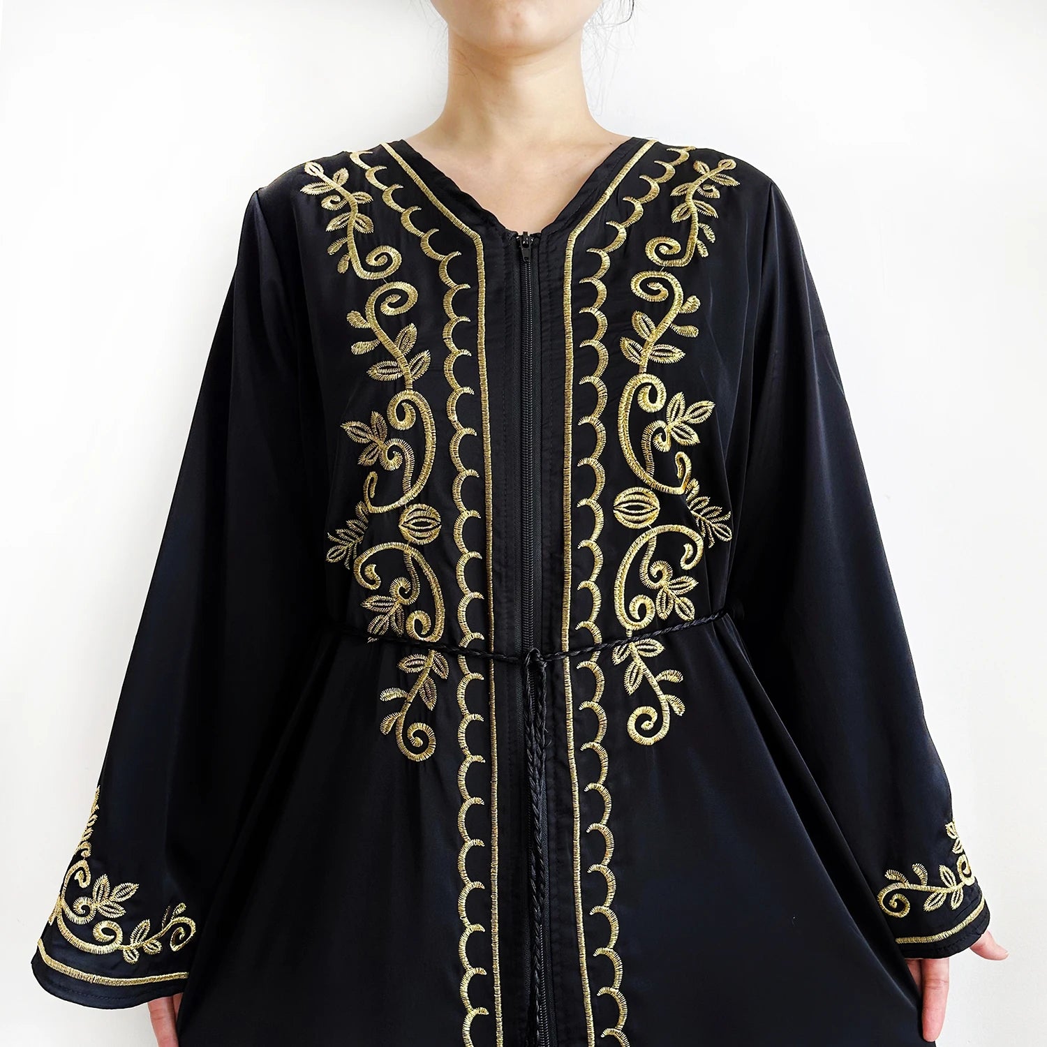 2025 New Elegant Women Abaya Long Sleeve Chiffon Loose Open Abaya Muslim Islamic Clothing Cardigan Style for Special Occasions.
