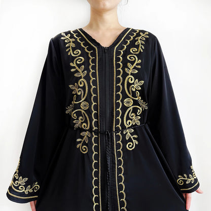 2025 New Elegant Women Abaya Long Sleeve Chiffon Loose Open Abaya Muslim Islamic Clothing Cardigan Style for Special Occasions.