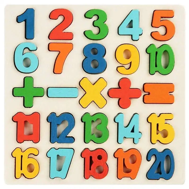 Montessori Toys Letter Numbers Wooden Puzzle Sorting Math Bricks Preschool Early Learning Educational Toys for Children.
