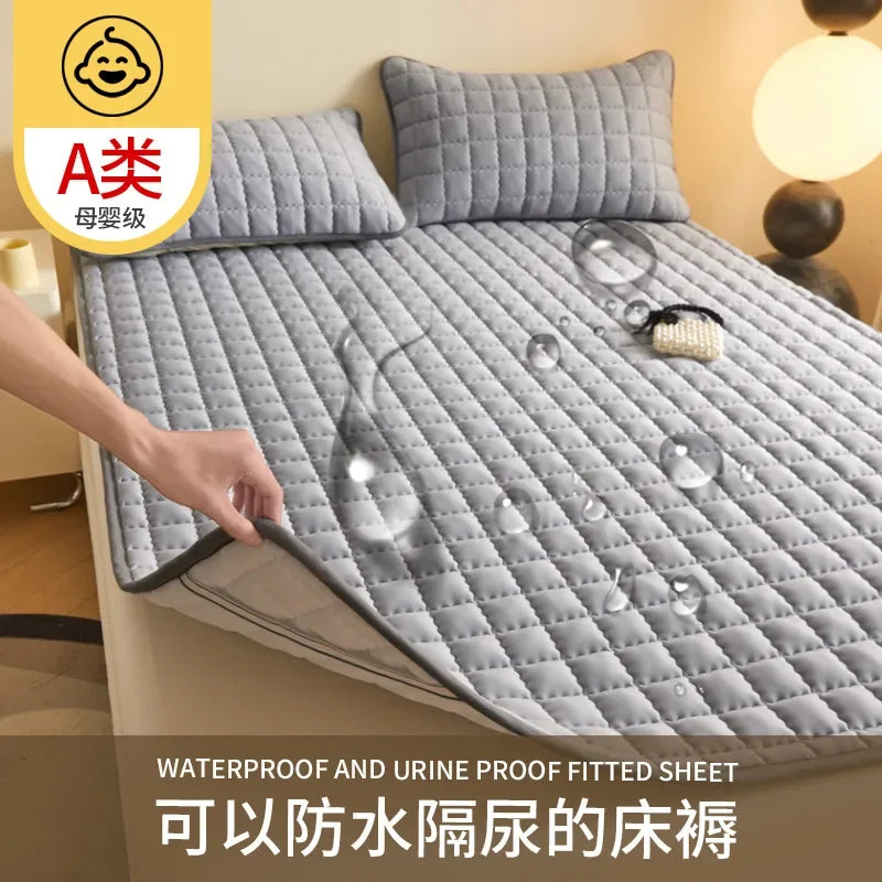 New class A skin-friendly padded cotton curve grid waterproof mattress mattress mattress protective mat.