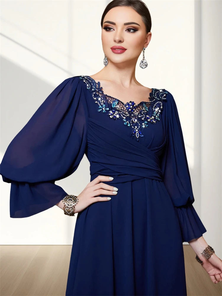 Ramadan Eid Fashion Chiffon Blue Abaya Dubai Luxury Prayer Clothes Women Turkey Islam Muslim Dresses Kebaya Robe Femme Musulmane.
