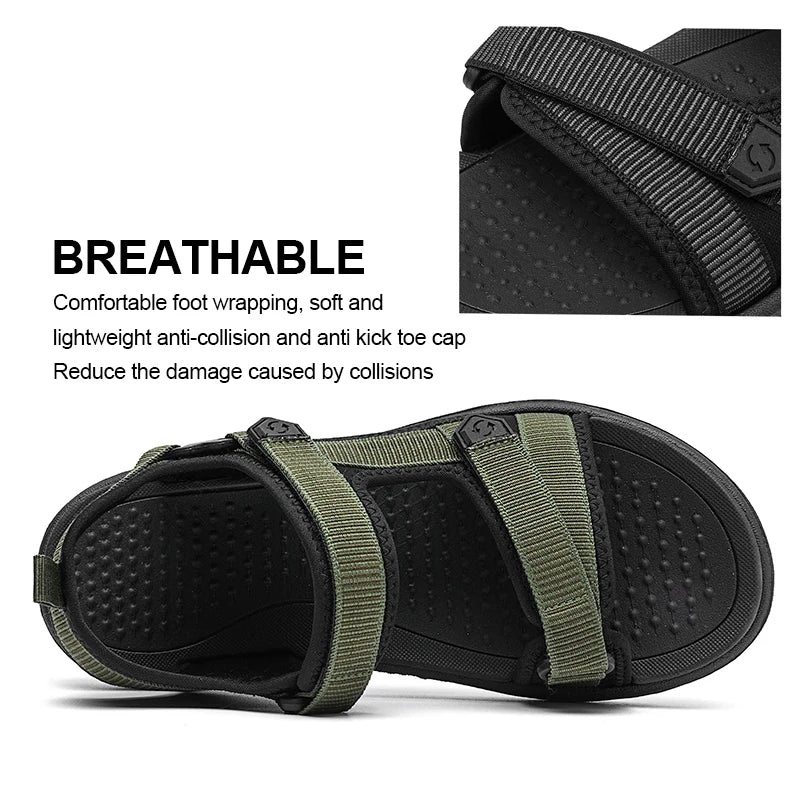 Summer Men's Sandals Outdoor Wadable Man Yoga Mat Insole Gladiator Open Beach Slippers Antiskid Durable Flat Men Shoes.
