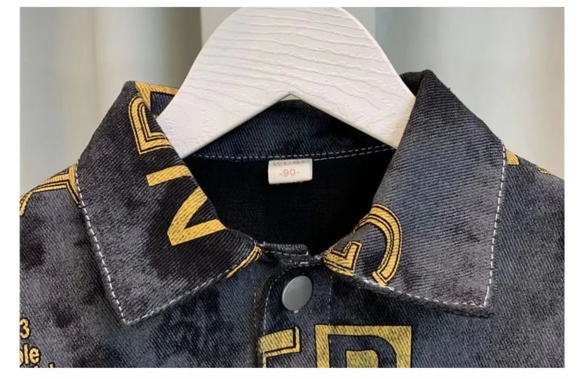 Boys Set Spring and Autumn 2024 New Children's Handsome Clothes Trendy Baby Autumn Fashion Cowboy Two Piece Set Kids Outfits.